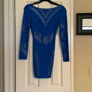 Blue sequins tight fitted mini dress